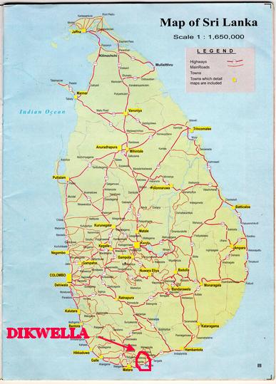 SRI LANKA carte de sri lanka DIKWELLA