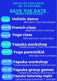 affiche des activités de yapuka